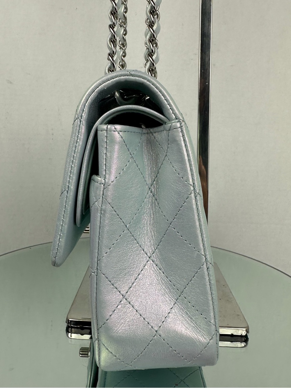 ❌SOLD IN BUNDLE❌Iridescent Light Blue Classic Double Flap Medium Silver Hardware - Picture 5 of 14